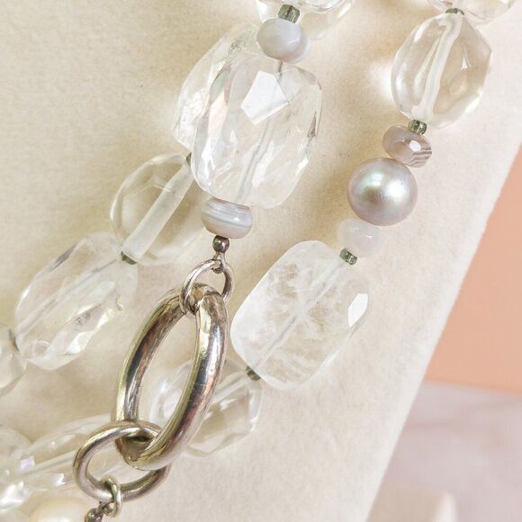 Silpada Triple-Strand Quartz, Pearl & Sterling Necklace - Picture 4 of 5